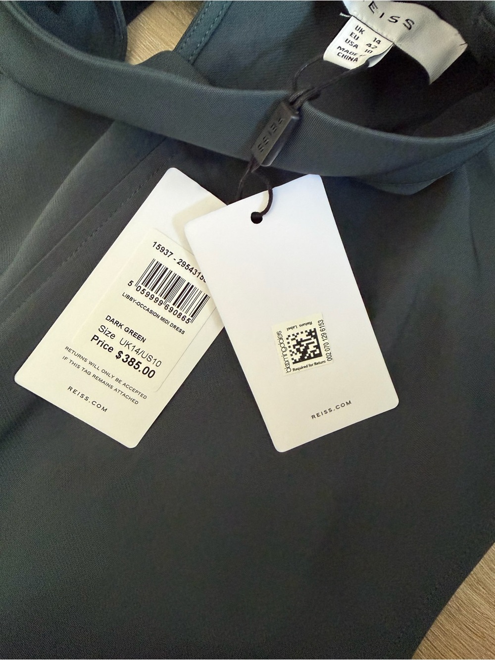 Reiss Deep Teal Mock-Neck Midi Dress - Picture 6 of 12